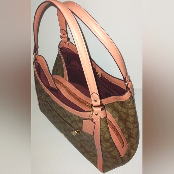 BRAND NEW~Spacious COACH Signature Canvas "KRISTY" 3 Section Shoulder/Satchel - Picture 12 of 16